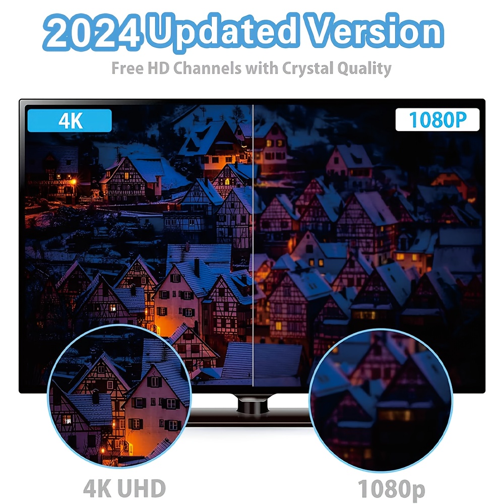 2024室内高清数码电视天线带信号放大器，150英里范围，支援sd、高清、超高清 - 包含11.5英尺同轴电缆 详情 1