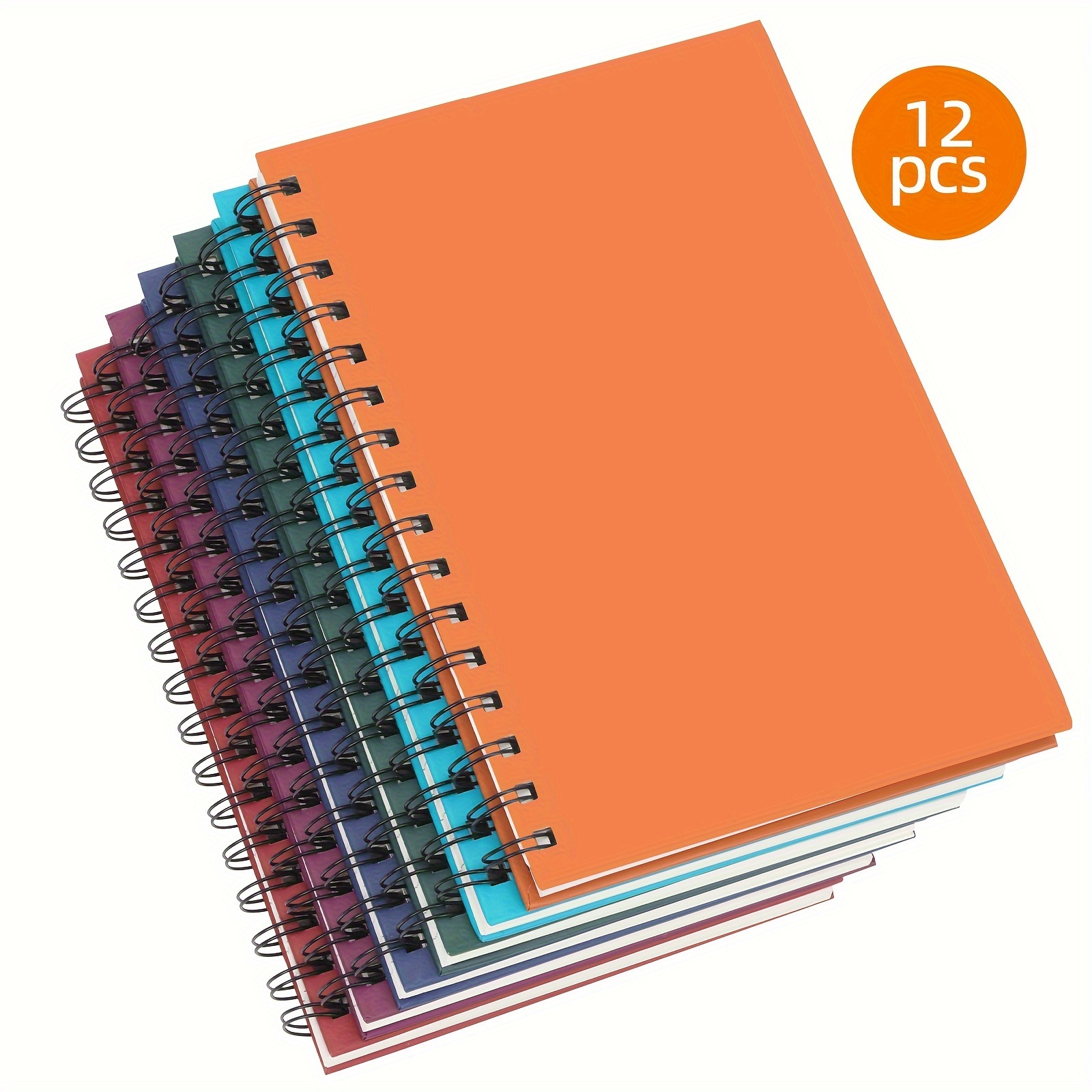 

12pcs Hardcover Spiral Notebook, Spiral Journals, College Ruled, 100gsm Paper, Assorted Jewel Tone Colors, 160 Pages, For Work, School And Gifts, 5.5x8.5 In