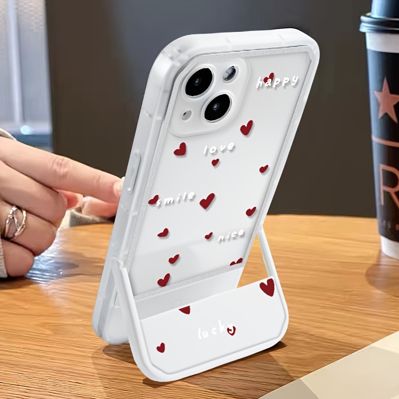 Phone Case - Phone Case: Fashionable And Creative Multi-functional Design Shockproof Red Heart Pattern Stand Phone Case, Suitable For Iphone 16 15 14 13 12 11 Pro Max Xs Xr 7 8 Plus, Unisex, Gift Jb1
