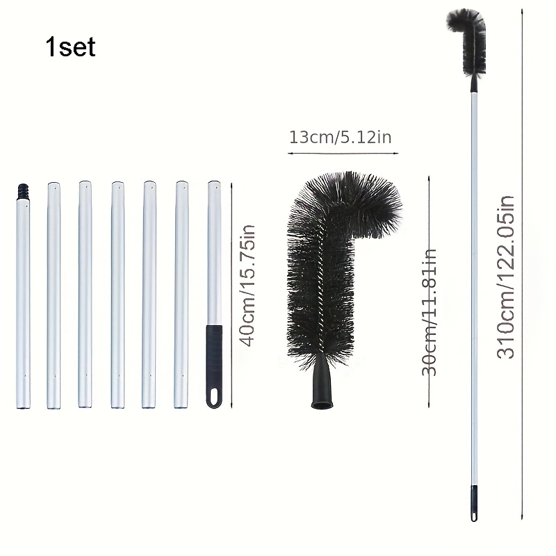 9.19 Ft 7-section Telescopic Tool Cleaning Brush, Retractable Gutter Cleaning Brush, Manual Leaf And Removal Without Ladder, Stiff Bristles, No Charging Required