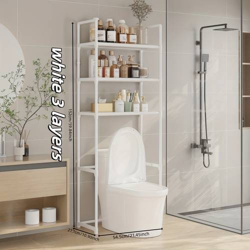 1pc 3 tier bathroom storage rack over the toilet storage shelf freestanding corner rack no drilling practical and easy to assemble shelf floor standing organizer room decor standing shelf