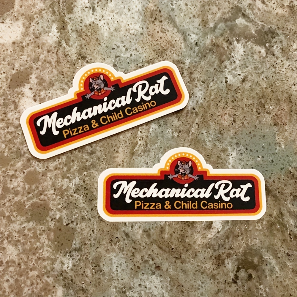 

Mechanical Rat Pizza & Child Vinyl Sticker - Retro Design For Toolboxes, Hard Hats, Laptops, Water Bottles, And Computers