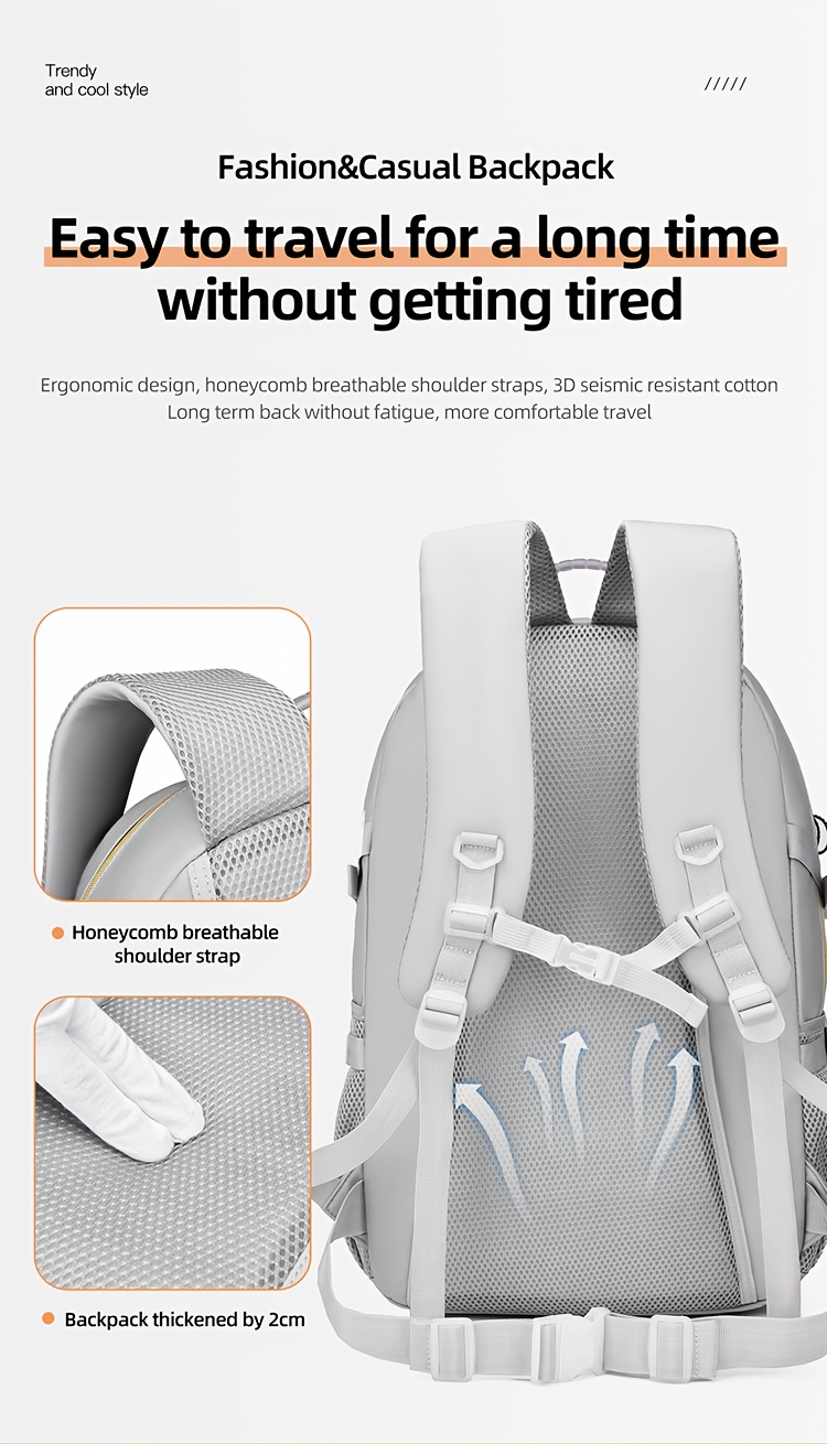 [Large Capacity Hiking Backpack] 10.57 Gallon Large Capacity Hiking Backpack with Shoe Compartment & Laptop Sleeve - Durable Multi-Compartment Travel Backpack with Padded Shoulder Straps, Padded Back Panel & High Quality Design - Blue/Grey/Tan for Camping, Business Travel, School - Ideal Gift for Outdoor Adventurers (36-40L)