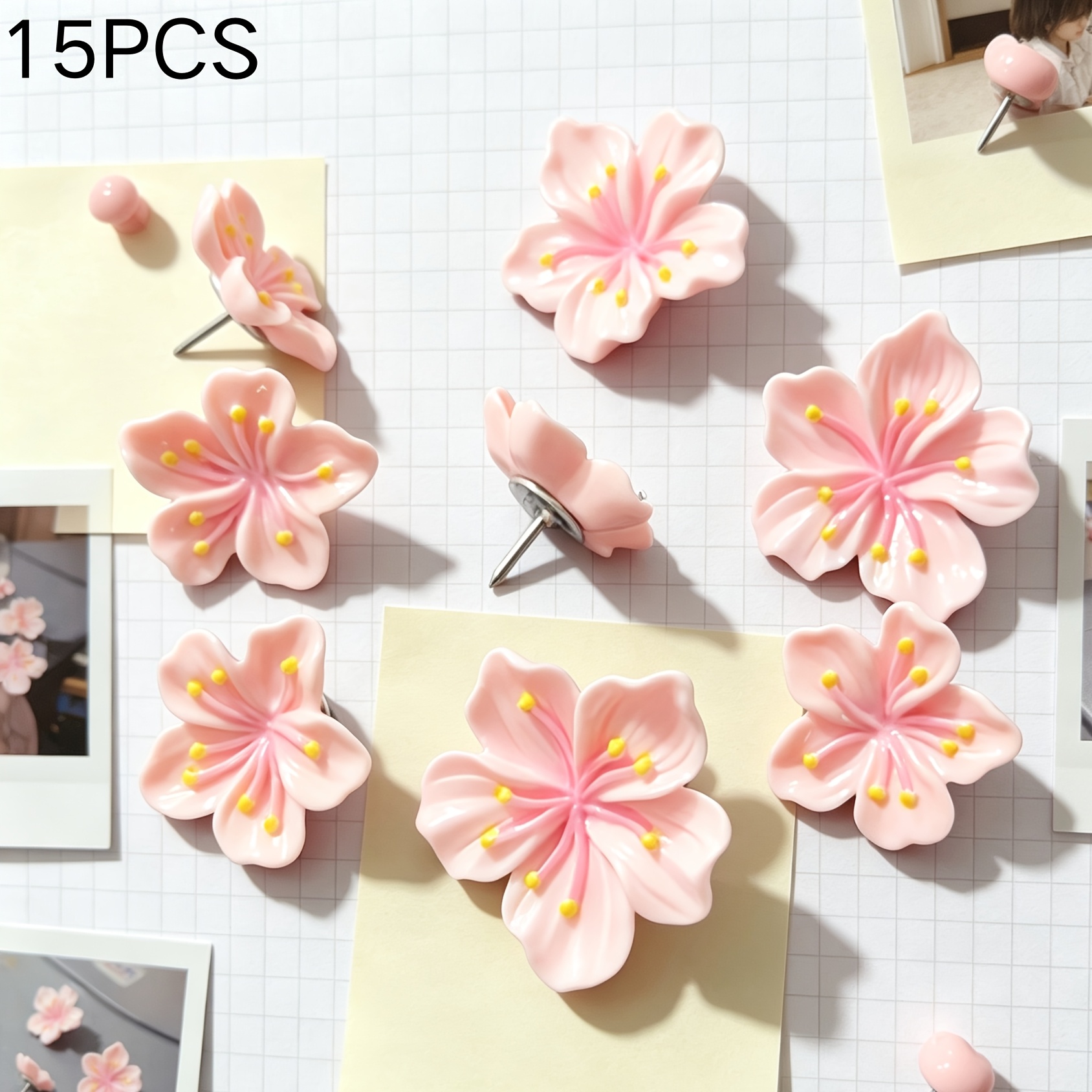 TEMU Pretty Pink Cherry Thumbtacks Are Perfect For Decorating Corkboards, Home And Office Photos, Wall Maps, And School Supplies