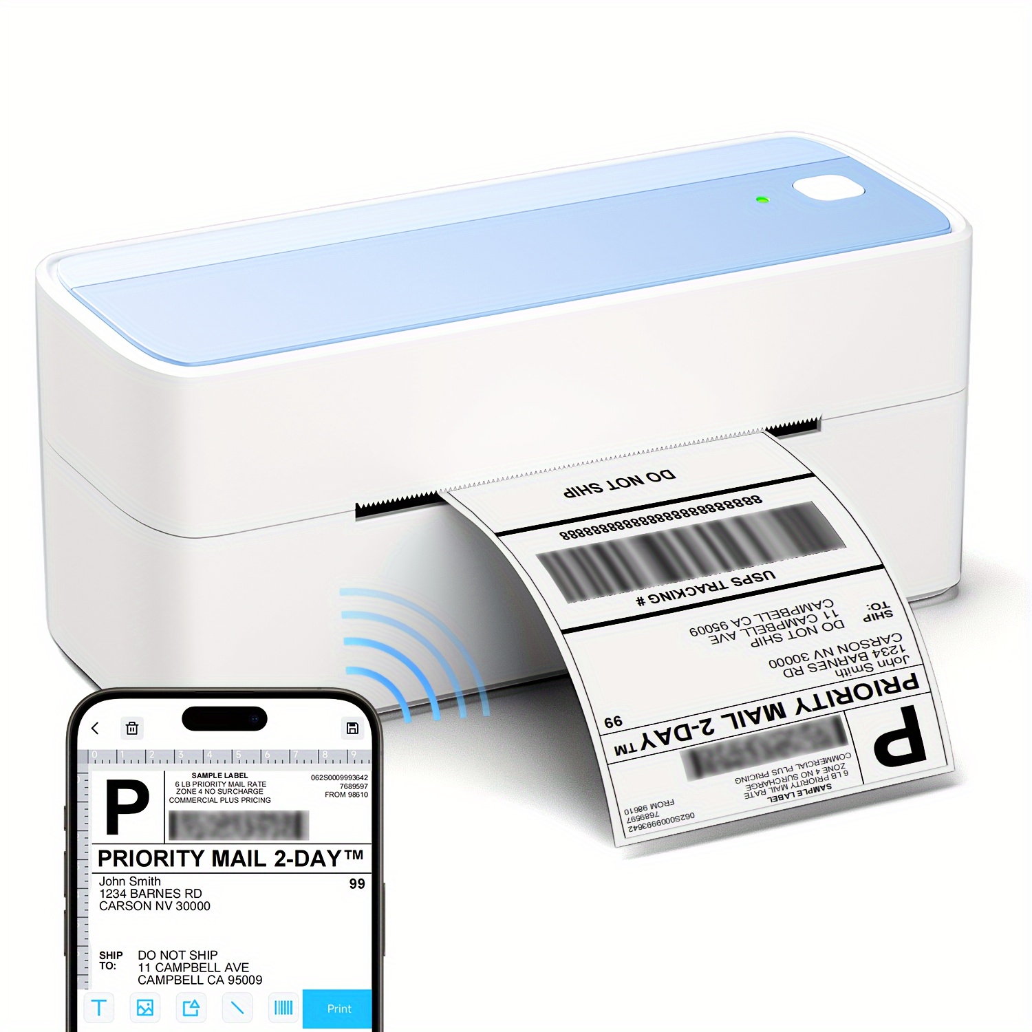 Portable Imprimante Etiquette,étiqueteuse Bluetooth Mini Imprimante  Thermique d'étiquettes Con a Etiquette Autocollante Compatible Android et  iOS pour