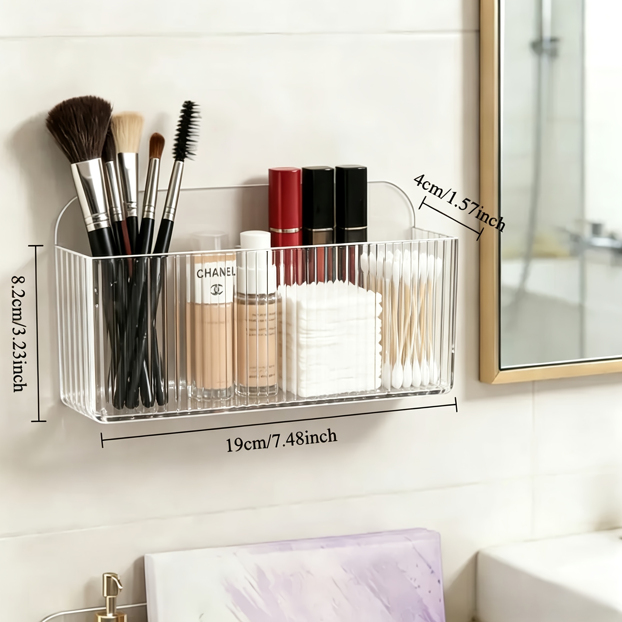 Acrylic Adhesive Wall Shelves, No Tools Floating Shelves With Strong Sticky Tape, Wall Mount Organizer And Storage Rack For Kitchen, Bathroom, Office, Bedroom