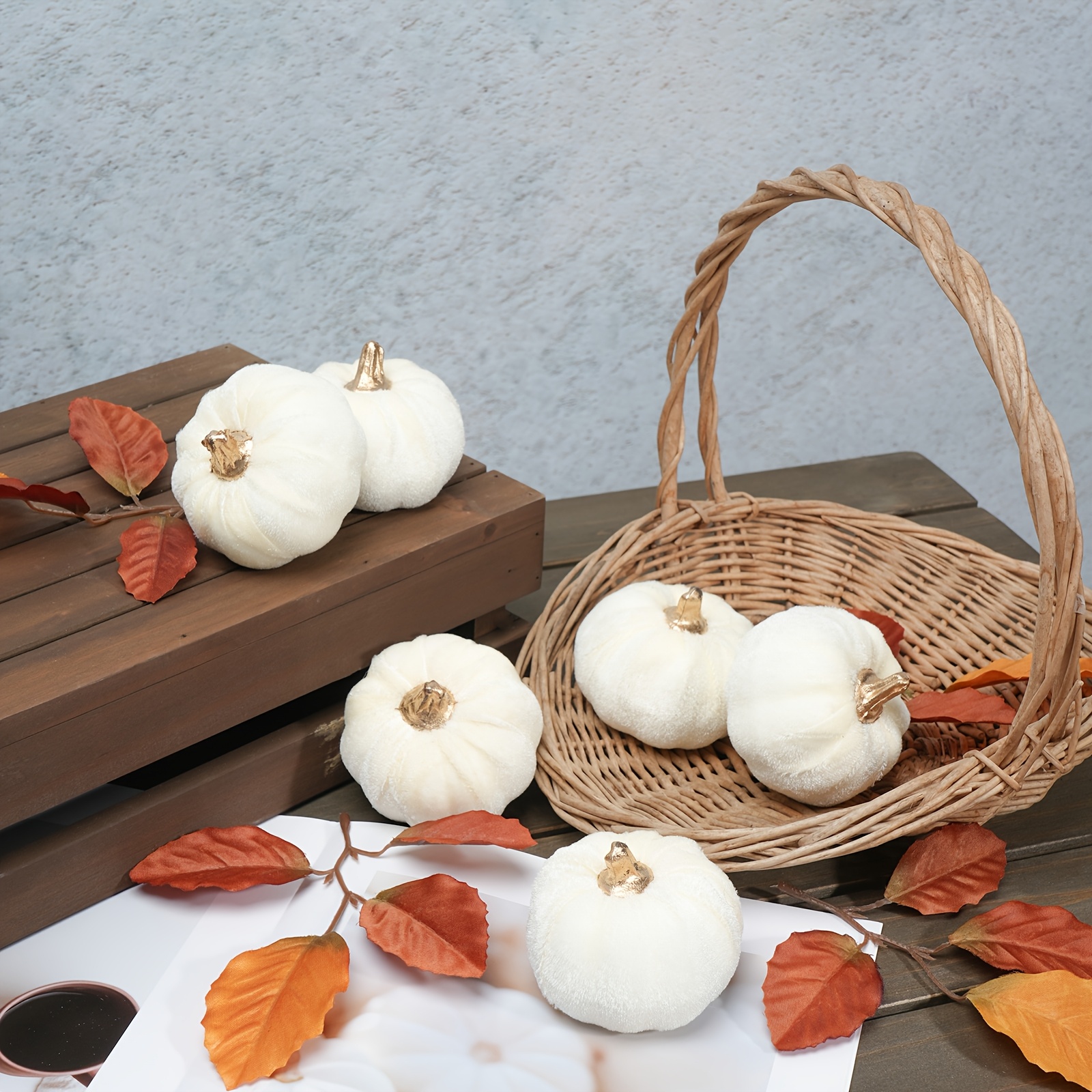 6 stück weiße künstliche kürbisse ideal diy