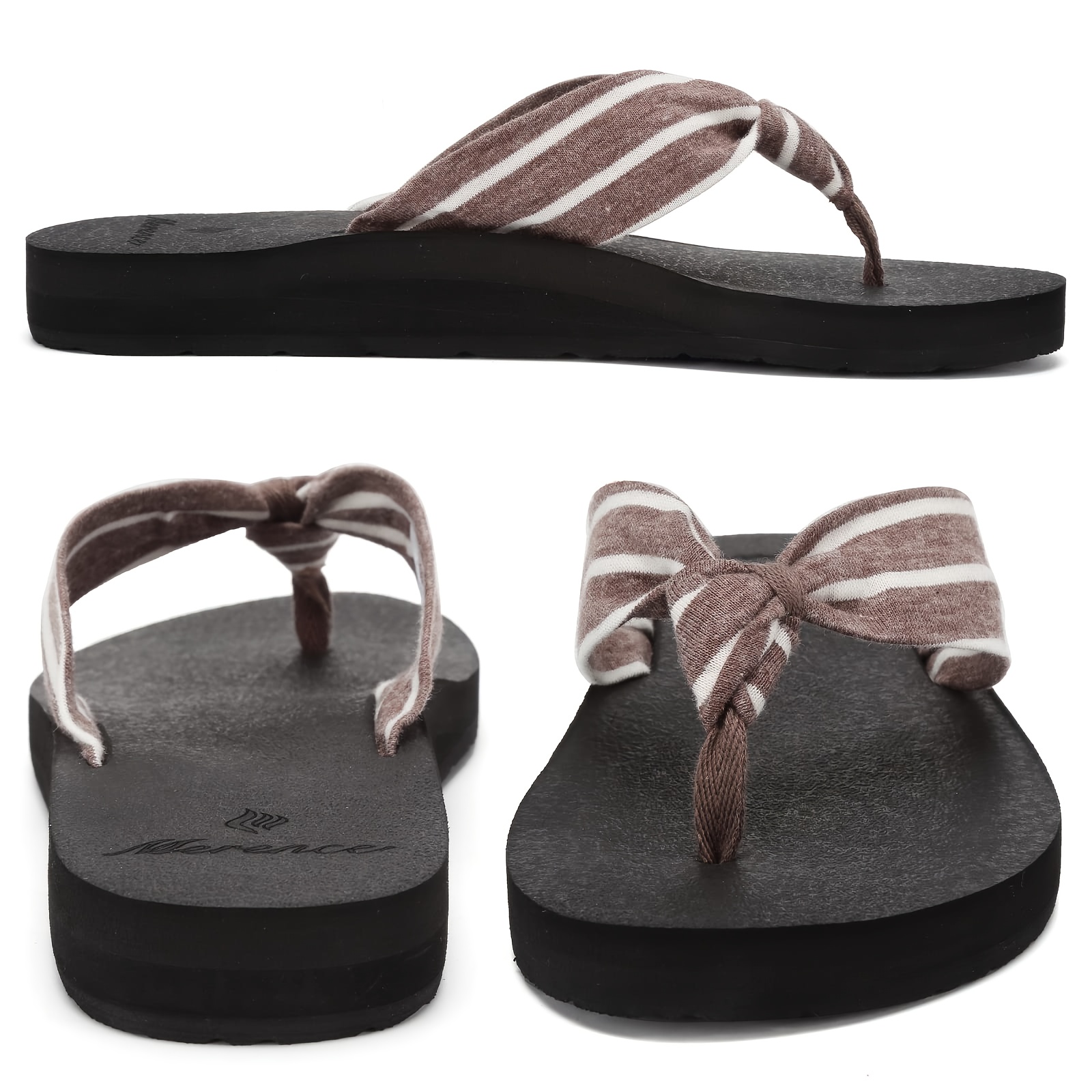 womens lightweight flip flops comfortable non slip eva sole flat heel striped pattern indoor outdoor beach slippers for summer casual slip   summer sandals casual flip flops eva sole slippers strappy sandals Product details 7