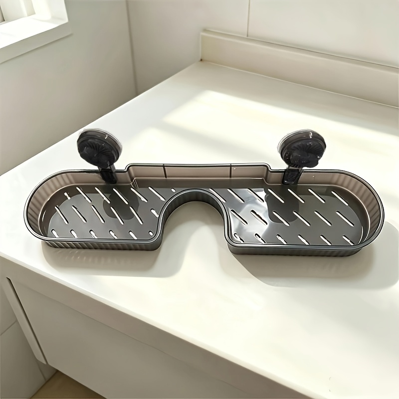 TEMU Bathroom Countertop Storage Rack, Adhesive Installation, Removable And Adjustable Position, Bathroom Organizer, Mirror Shelf Suitable For