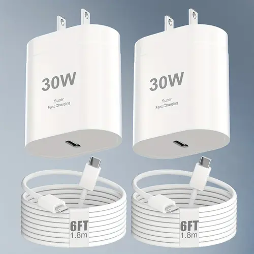 30w fast charger type c usb c wall charging block with 6ft long usb c charging cable for iphone 16 pro pro 15 pro max ipad galaxy s24 ultra and more