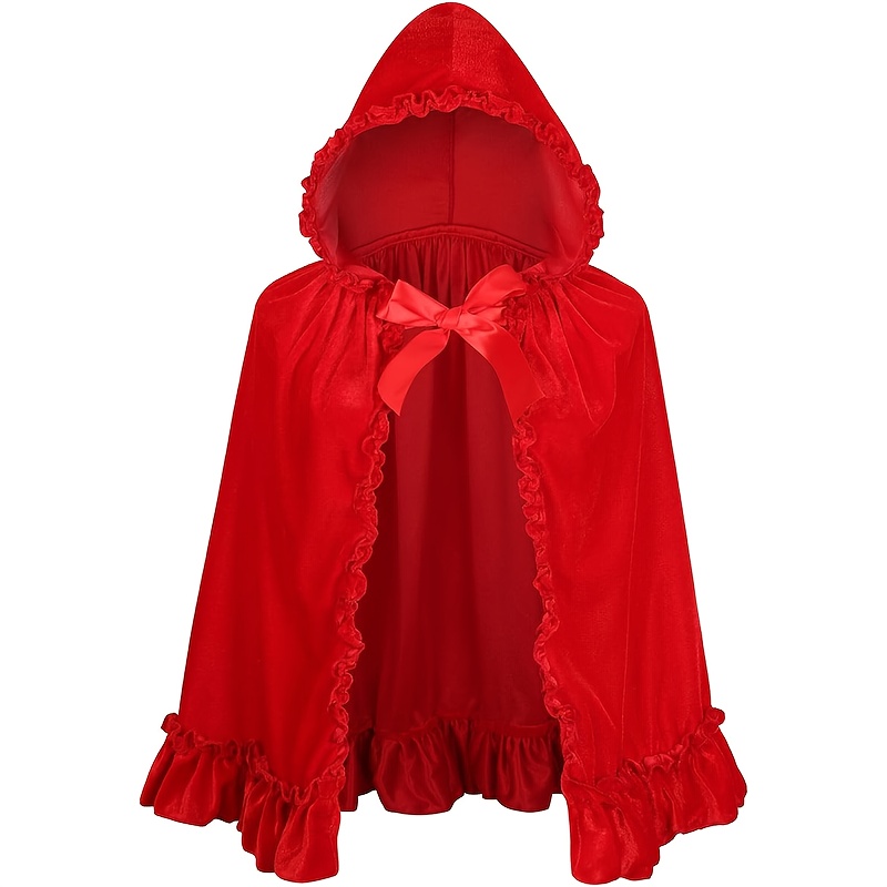 TEMU New Halloween Anime Cosplay Short Cloak With Pleated Lace Hooded Cape Christmas Party Shawl 2504045, Best For Christmas