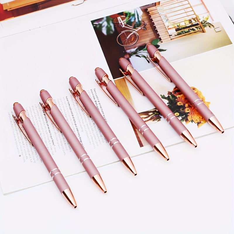 

6-pack Personalized Metal Ballpoint Pens With Stylus Tip - Medium Point Retractable Pens For Adults, Custom Engraved Name Inspirational Message, Ideal For Sketching, Exam, & Office Stationery