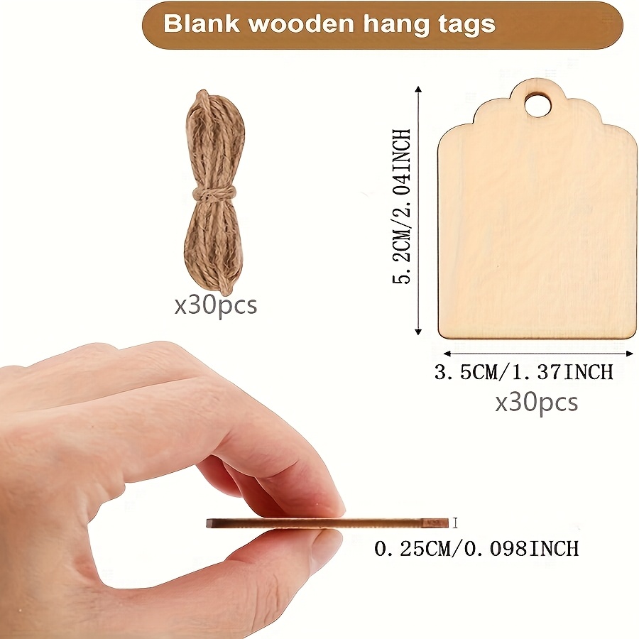 Image of 60pcs Classic Wooden Party Tags - Blank Diy Wood Slices, Includes 30 Wood Slices And 30 Strings - Ideal For Christmas, Halloween, Easter, New Year, And Other Holiday Pendants And Hanging Decorations
