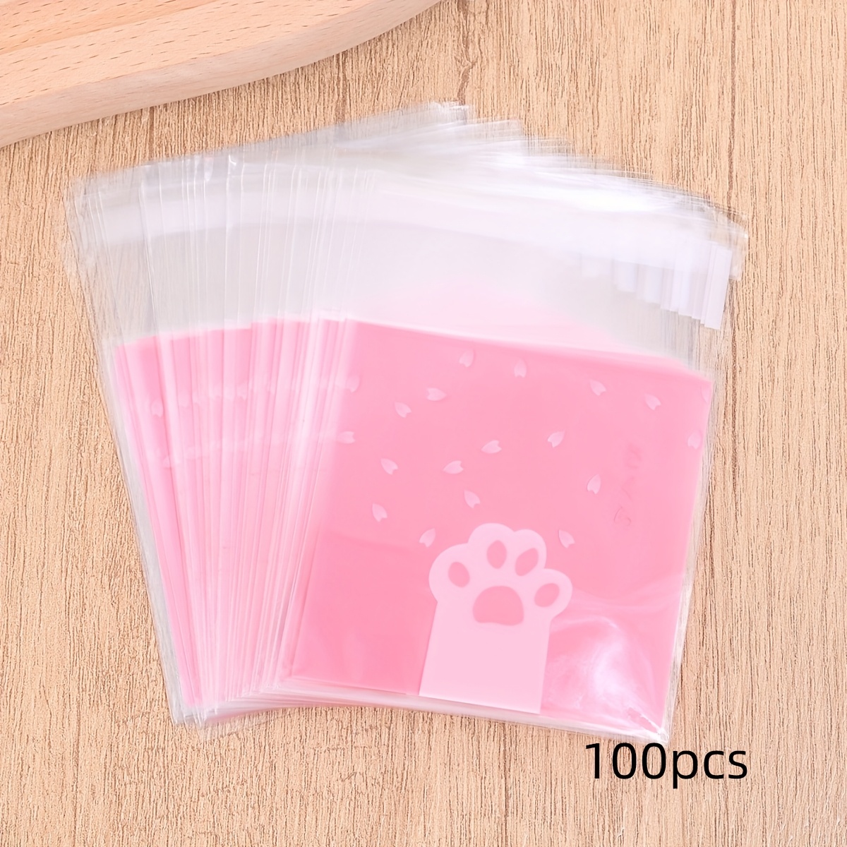 Image of 100pcs Pink Cat Paw Bags Jewelry Earring Necklace Small Item Storage Bags Birthday Party Holiday Wedding Home Food Bag 10 X 7cm
