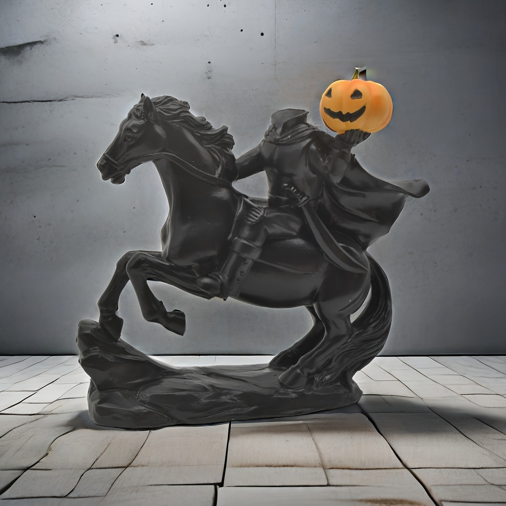 

Classic Headless Horseman Statue With Pumpkin, Pet Resin Halloween Figurine, Floor Mount Decor For Christmas, Halloween, Easter, Hanukkah, Thanksgiving - Seasonal Festive Rider Sculpture