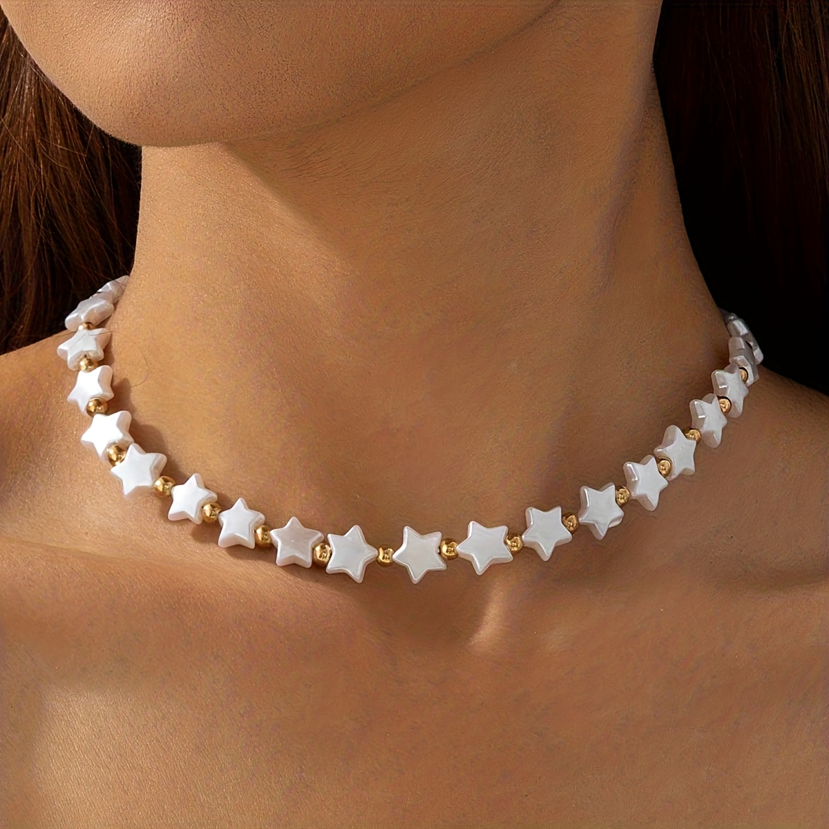 TEMU 1pc Valentine's Day Fashionable Simple Material Star Necklace, Suitable For Women's , Parties, Gatherings, And Daily Versatile Wear, A Gift For