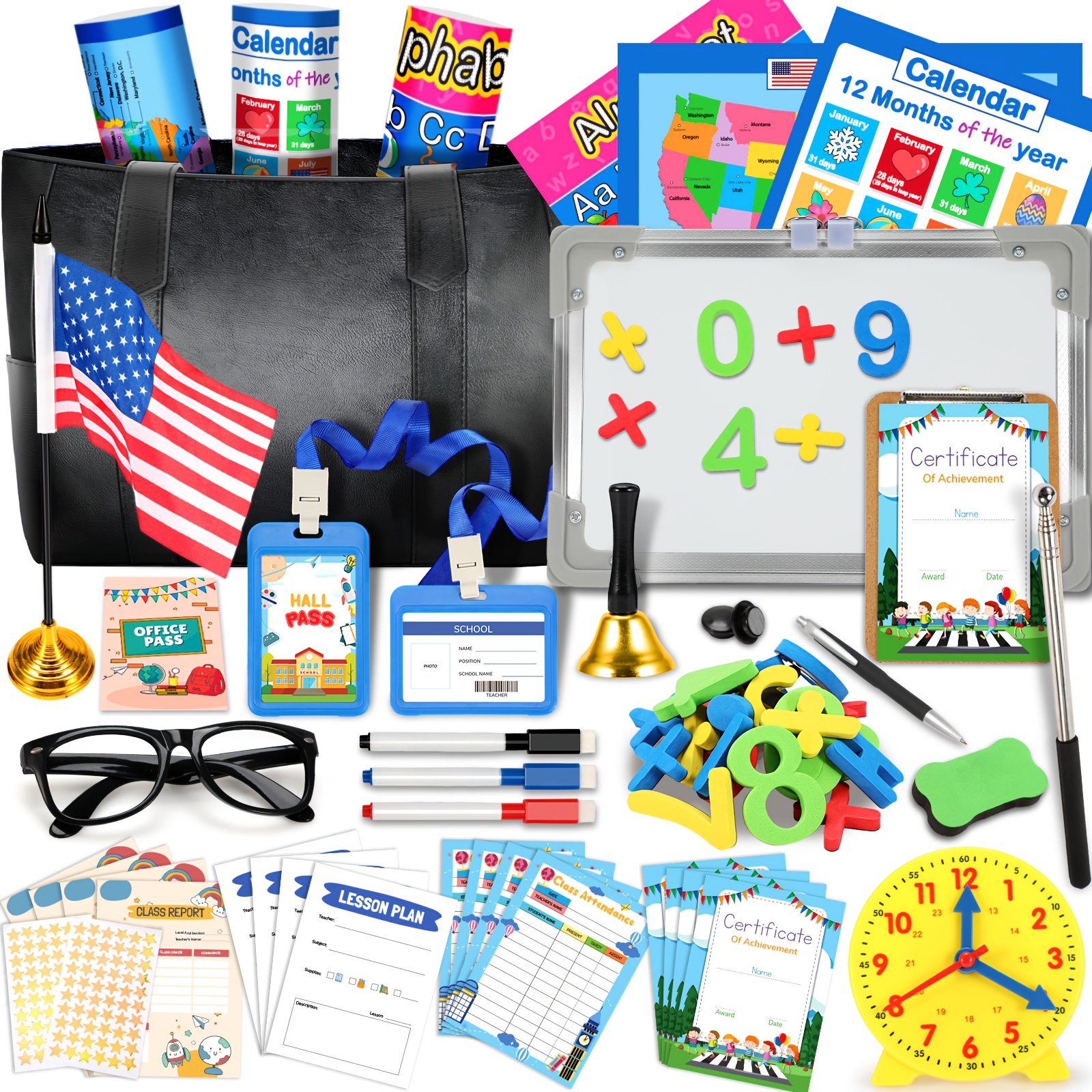 

Teacher Role Play Kit, Play School Set For Kids Girls, Complete Classroom Simulation Set With Teaching Accessories For Children 4-12, Ideal Christmas And Birthday Gifts