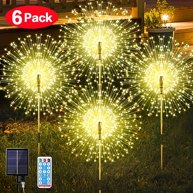 

6 Pack 540 Led Solar Lights, Solar Firework Lights Upgraded Solar Powered Sparkler Lights For Outside With 8 Lighting Modes For Flowerbed Patio Sparkling&twinkle Christmas Decor (warm White)