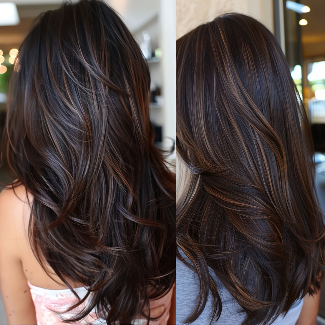 layered straight wig brown highlight wig 22inches - Temu  display picture 2