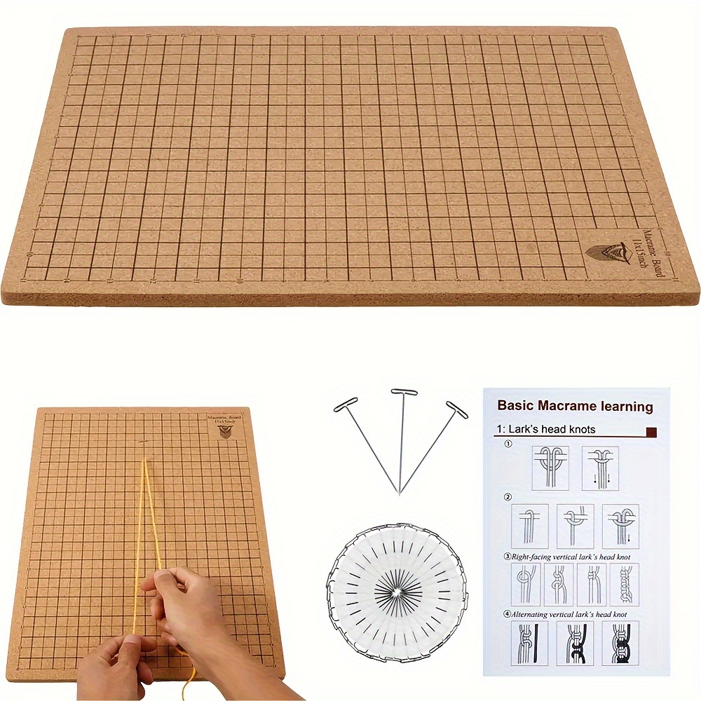 

1 Ensemble de planche à tisser en macramé, couleurs mélangées, outil de bricolage en bois , 11,8 x 11,8 pouces, pour le , , le tissage, avec guide d'apprentissage de base du macramé