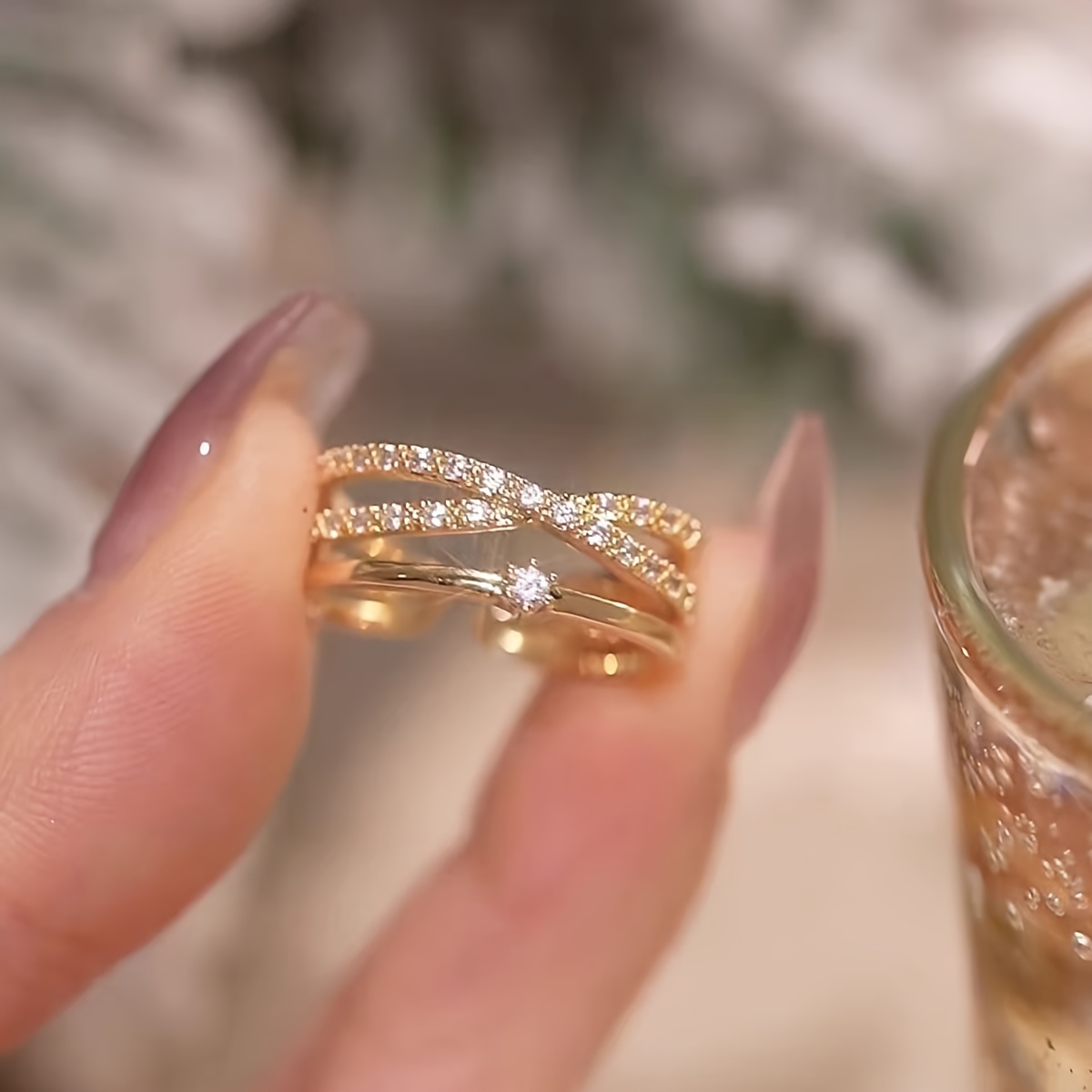 Multi-Layer Winding Inlaid Artificial Zirconia Ring