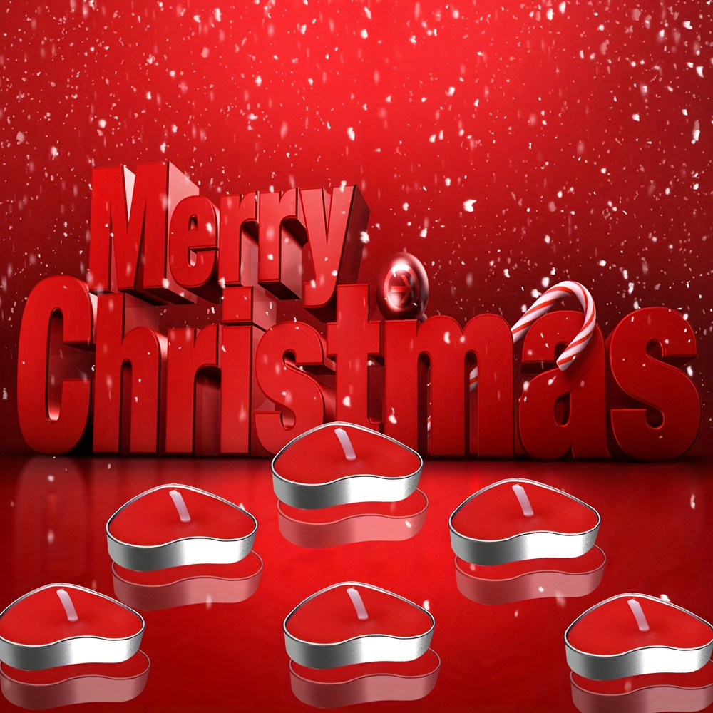 12/50/150/300pcs Red Heart-Shaped Candles - Single-Wick, Short Burn Time (1-4 Hours), Ideal for Valentine'S Day, Christmas, Halloween, Hanukkah, Thanksgiving, Ramadan - Indoor Use, Holder Decor