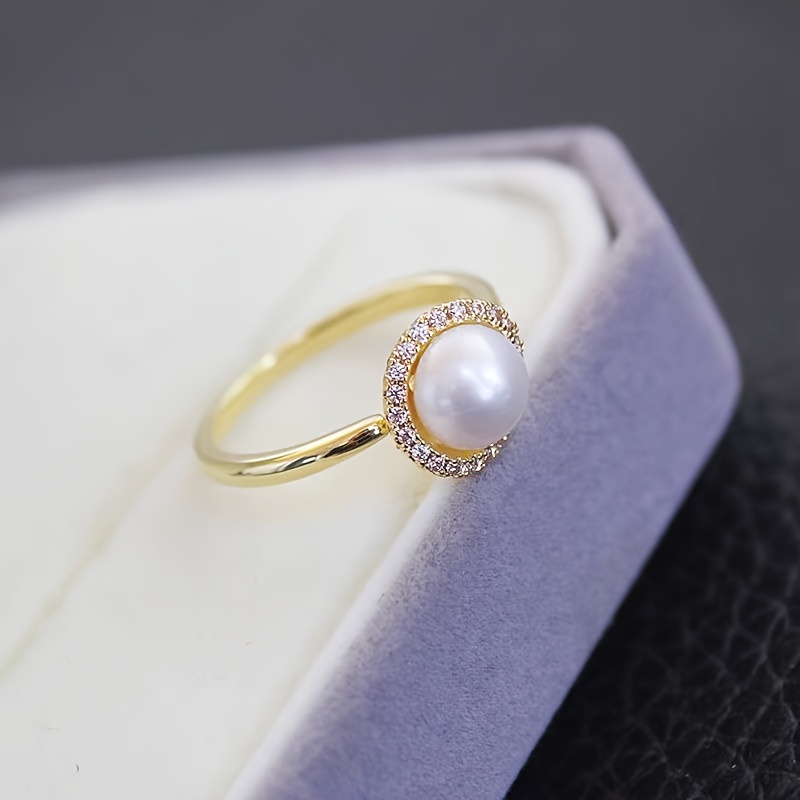 Freshwater Pearl Ring Adjustable Size Elegant Jewelry