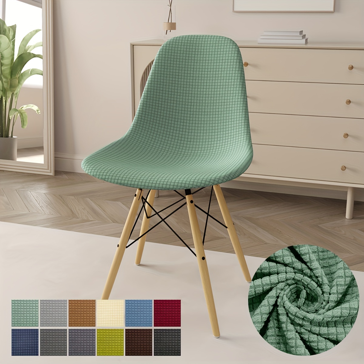 

Classic Elastic Chair Slipcovers Polyester Spandex Blend, Machine Washable Stretch Dining Room Chair Covers With Slip-resistant Grip Closure