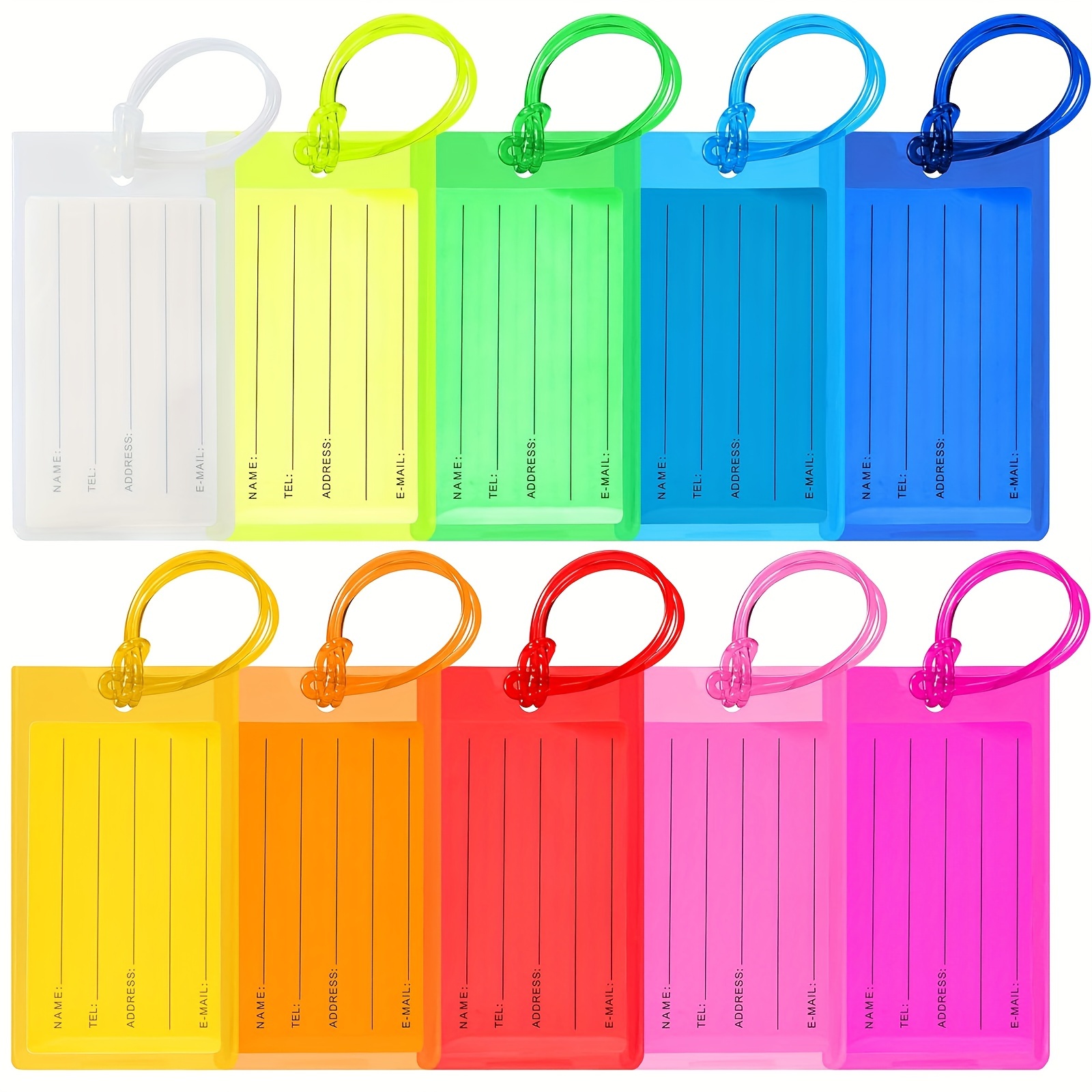 

5/10pcs Luggage Tags, Colorful Flexible Travel Luggage Tags, Travel Bag & Baggage Id Label Tags, Travel Essentials (mixed Colors)
