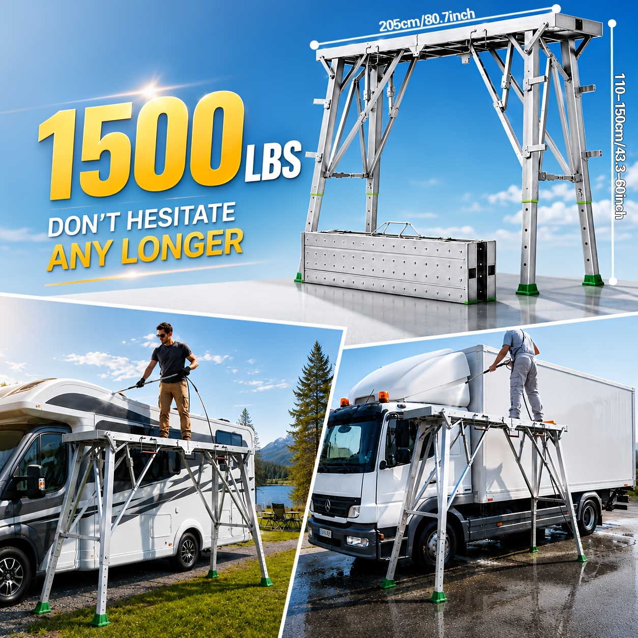 TEMU 1400 Lbs Adjustable Folding , Portable Steel Step Platform, Stable Portable Work Bench With Heavy-duty Load Capacity, Ideal For Home Renovation,