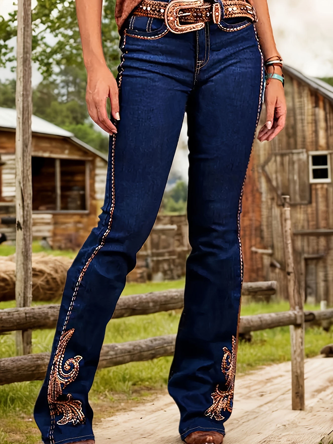 【2plan】Kio two-tone layered denim pants Mens Two Tone Splice Denim Pants Multi Colors Jeans Trousers