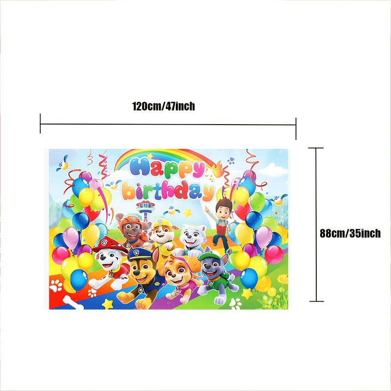 Image of Birthday Party Backdrop, Adorable Cartoon Characters, Creative Decorative Banner, Reusable Party Banner & Pennant, Holiday Party Decor