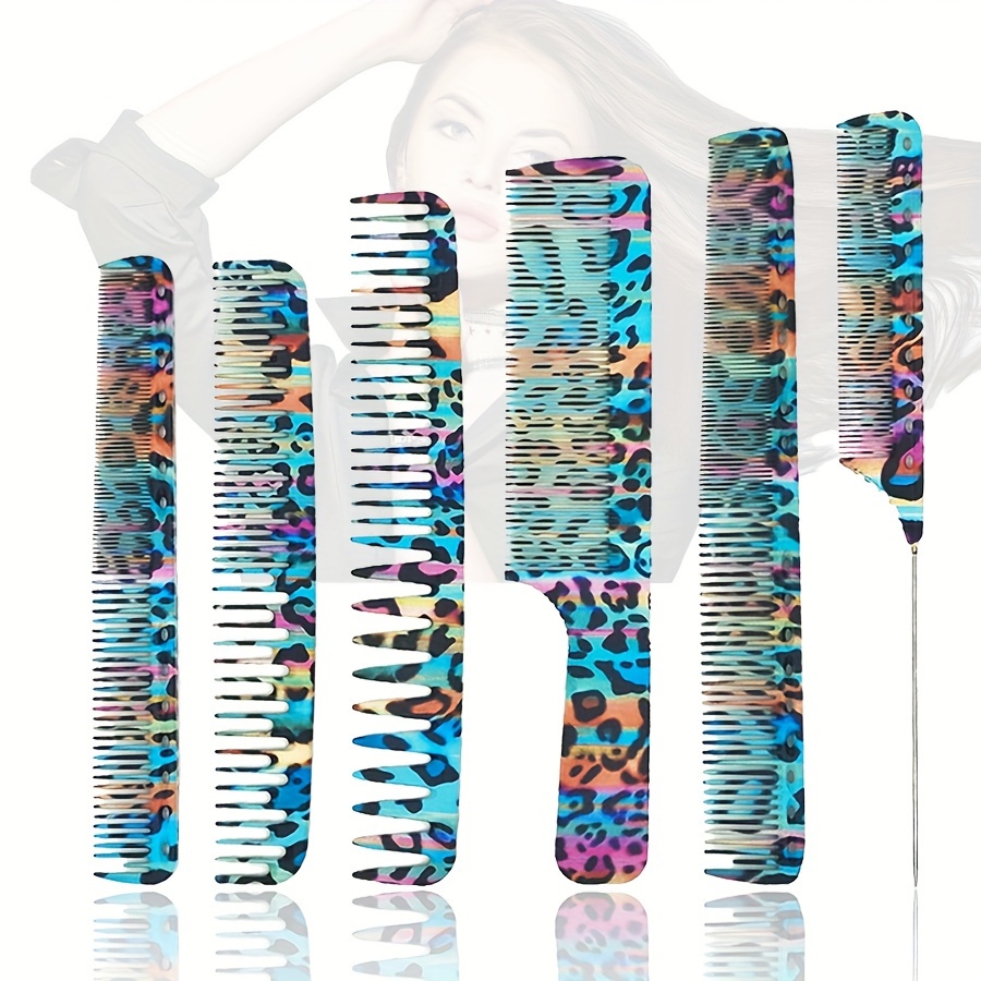 

6pcs 02 Printed Combs, Multifunctional Salon Hair Combs, Quick Styling Tools, For And Home Use