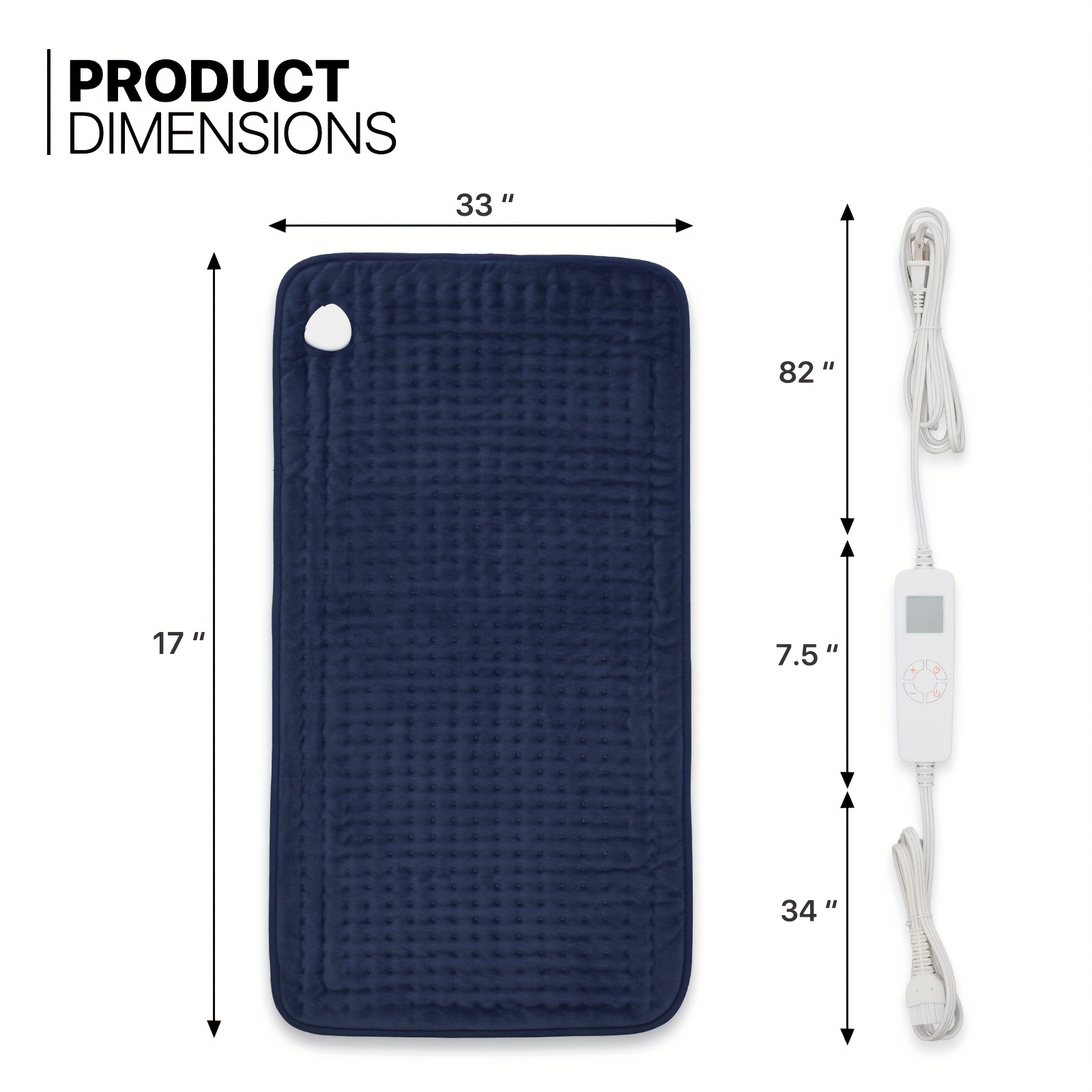   electric heating pad large 17 x 33 heating pad 6 heat settings and   minutes heating pad machine washable automatic shut off Product details 3