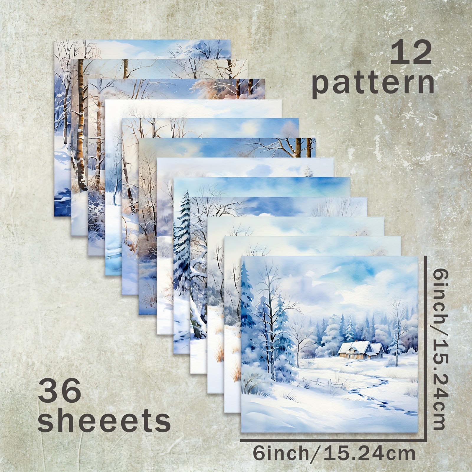 Image of 36 Sheets Of 6-inch Christmas Scene Paper, Suitable For Diary Trash Magazine Greeting Card Background Photo Album And Handicrafts