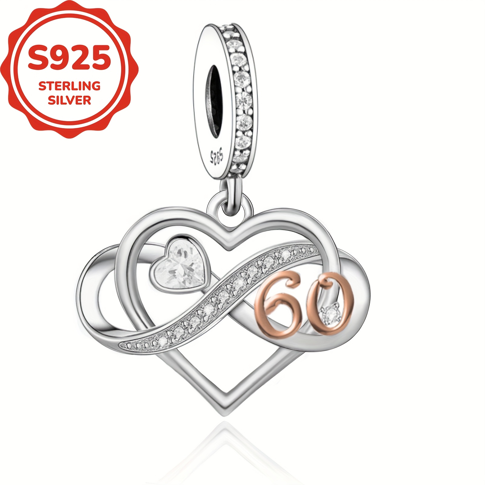 925 Sterling Silver Heart-Shaped Infinite Loop Pendant, Gift for Her