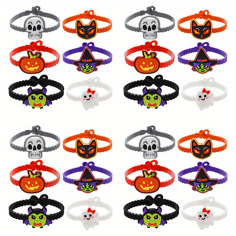 

24 Bracelets Cute Cartoon Pvc Soft Glue Single Hole Peach Heart Adjustable Bracelet Hand Strap