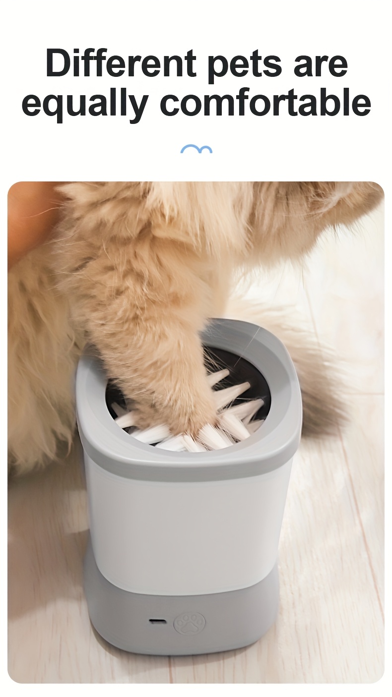 Lavadora Eléctrica de Patas para Mascotas con 4 Almohadillas de Limpieza - Alimentada por USB, Limpieza 360°, para Perros y Gatos - Vaso de Fregado Automático, Segura para Piel Sensible Color Beige Claro - Diseño Fácil de Limpiar para Aseo en Casa/Profesional - Ideal para Cachorros, Gatitos, Mascotas Adultas - Construcción Duradera de Plástico, Suministros para el Aseo de Mascotas, Diseño Fácil de Usar, Material Fácil de Limpiar, Herramienta de Aseo para el Hogar, Diseño Compacto, Construcción