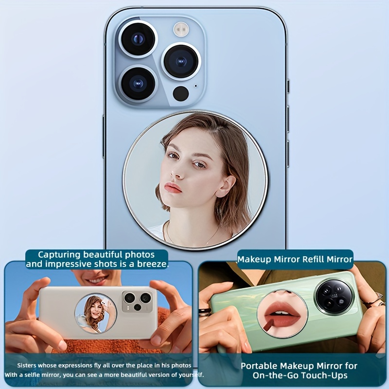 

A Magnetic Ring (for ) A Universal Selfie Mirror For Mobile Phones, A Golden Rear Selfie Mirror, A Portable Mirror For Photography, A Selfie , A High- Camera Mirror.