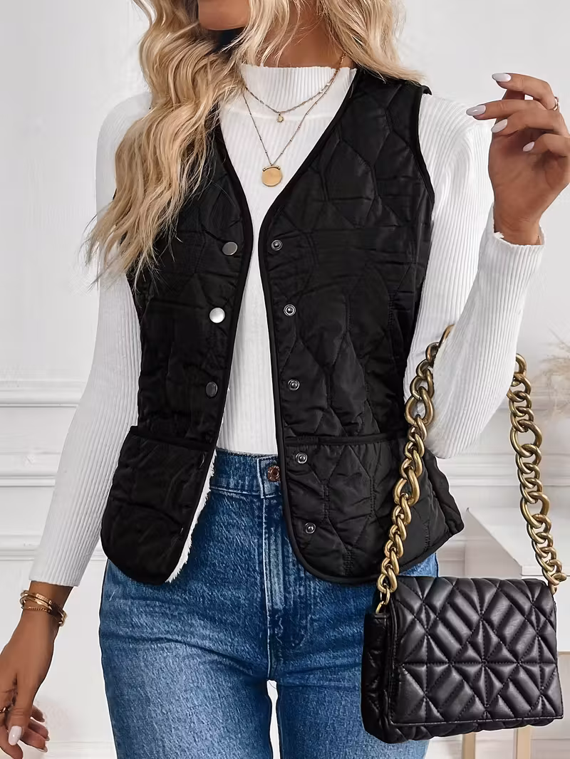 womens warm lined jacket winter clothing womens vest black 4
