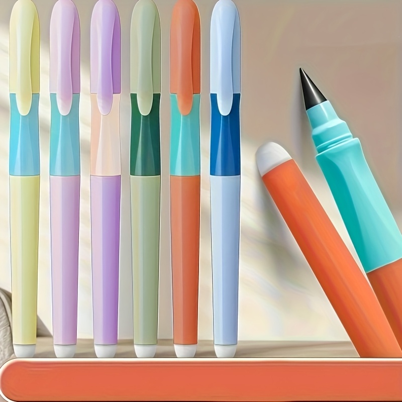 6pcs, Eternal Pencil Set, Non-sharpening Pencils With Built-in Eraser - Visually Appealing, Perfect For Drawing And Writing