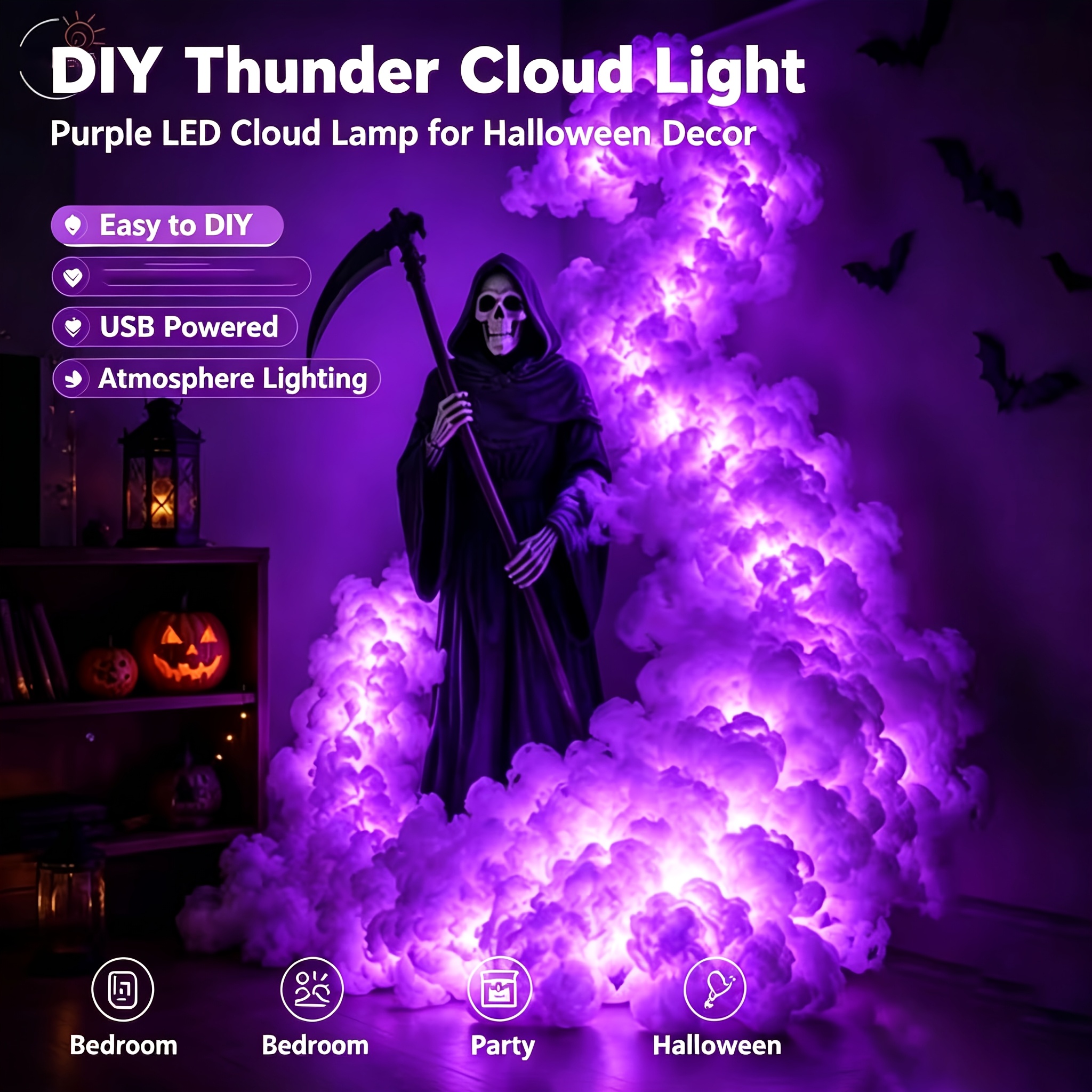 RGB Cloud Lamp, Dynamic Smart Light with USB Power