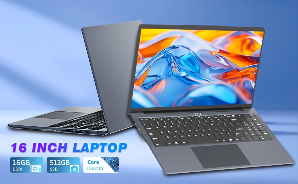 16 Inch Core I5 Laptop | 16GB RAM + 512GB SSD, Draagbare Computer met Verlicht Toetsenbord, Numerieke Toetsenbord, Type-C, TF Kaart Slot, USB 3.0*3, RJ45, 1080p Full HD, Linux Ubuntu OS