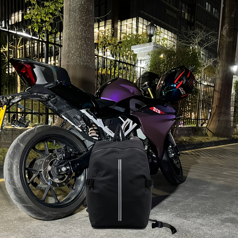 TEMU Motorcycle Helmet Backpack, Double-bar Reflective Strip Design, Motorcycle Additions, Motorcycle Riding Bag, Rider Backpack, Large-capacity