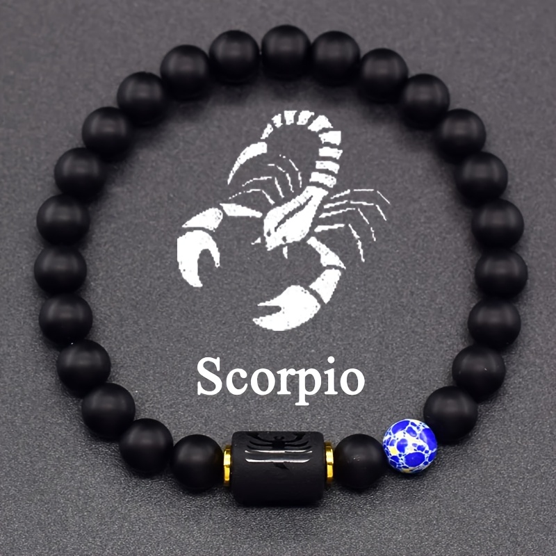 Natural Stone Elastic Bracelet - 12 Zodiac Signs, Card Design for Couples, Perfect Valentine's Day or Birthday Gift
