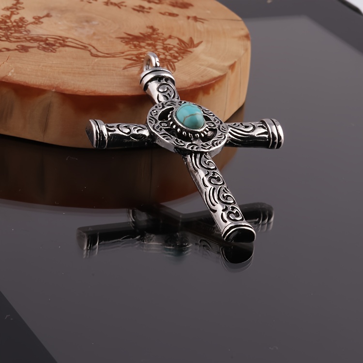 retro cross pendant necklace jewelry for men and women details 5