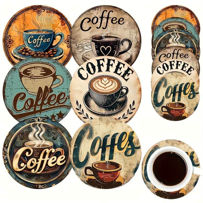 

6-pack Wooden Coffee Coasters Set - Heat-resistant Drink Mats For Home, Cafe, , Mug Holders - Decorative Indoor Decor, Party Supplies, Ideal Christmas Gift Idea