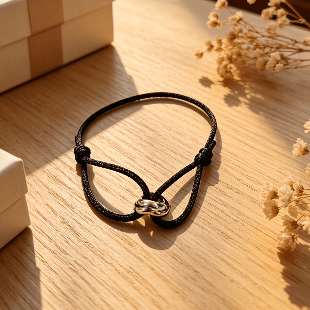 TEMU 1pc Bracelet Tendance en Acier Inoxydable à avec Corde à Main en Acier de Couleur, Bracelet Coloré, Adapté à un Usage