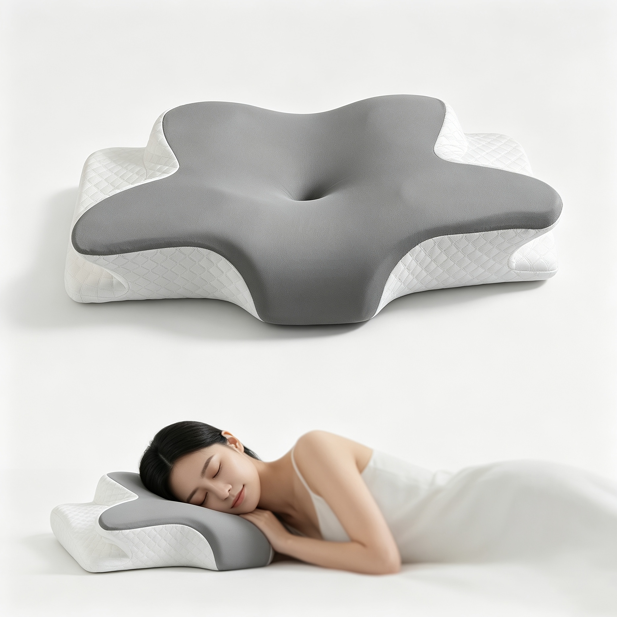 Comfortable Neck Pillow, Cooling Removable Cover, Suitable For Side, Back, And Stomach Sleepers - Contoured Design, Support, Black, Shoulder Relaxation, Solid