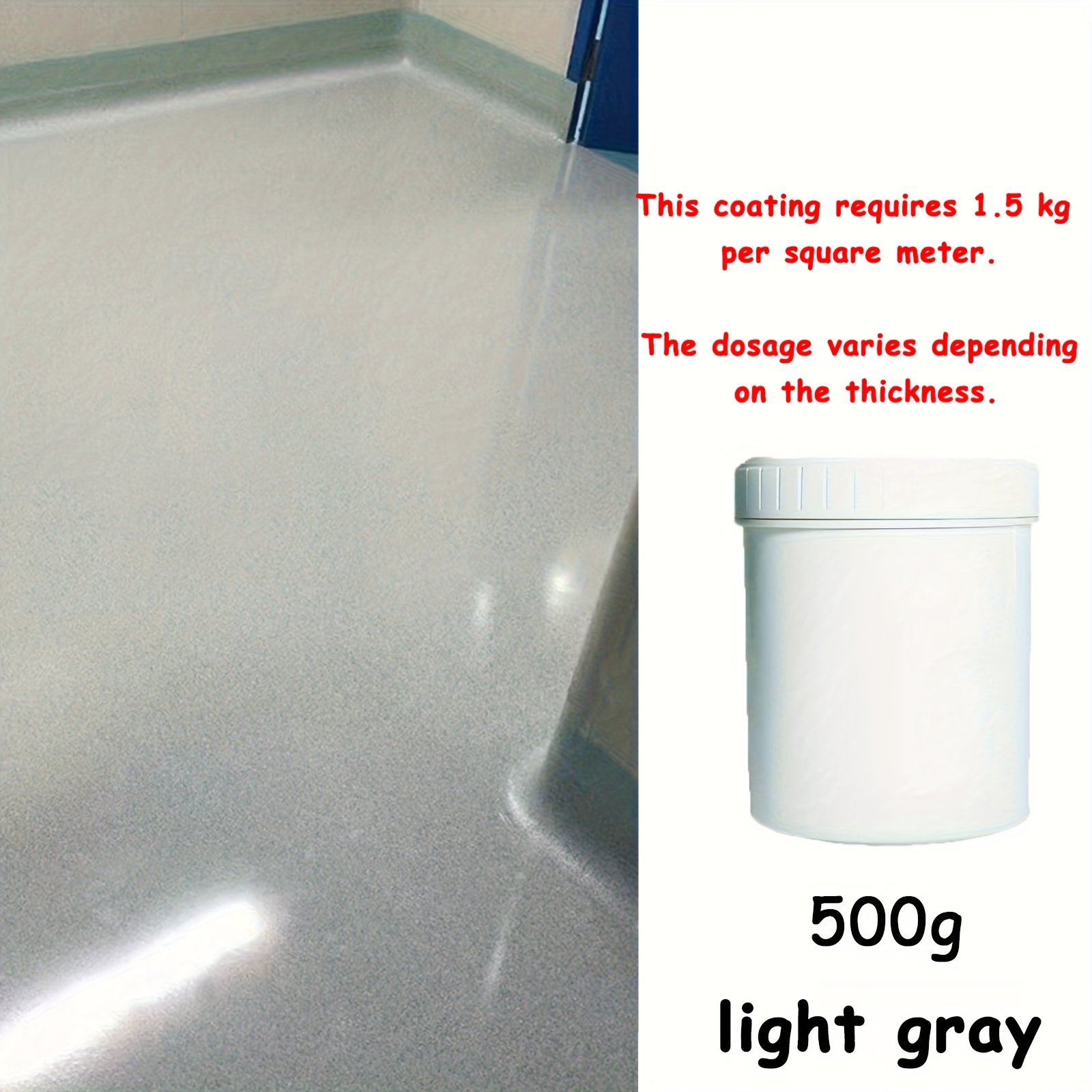 1pc 500g Light Gray/royal Blue Epoxy Color Sand Floor Coating, Indoor/outdoor Wear-resistant, Anti-slip, Waterproof